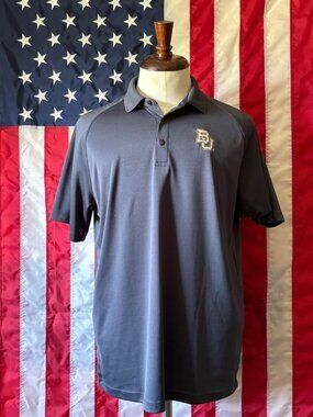 Charcoal grey Embroidered Baylor University Bears grey polo short shirt